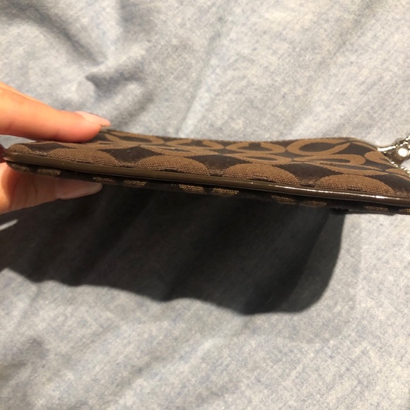 Coach Signature Brown Wristlet - Picture 7 of 9